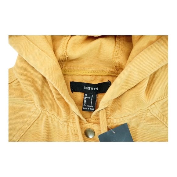 NWT Women's Forever 21 Hooded Denim Jacket Size Small S Long Sleeve Button Down‎ - Picture 5 of 6